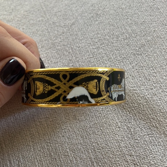 Hermes bangle bracelet with horse black & gold - Picture 4 of 8